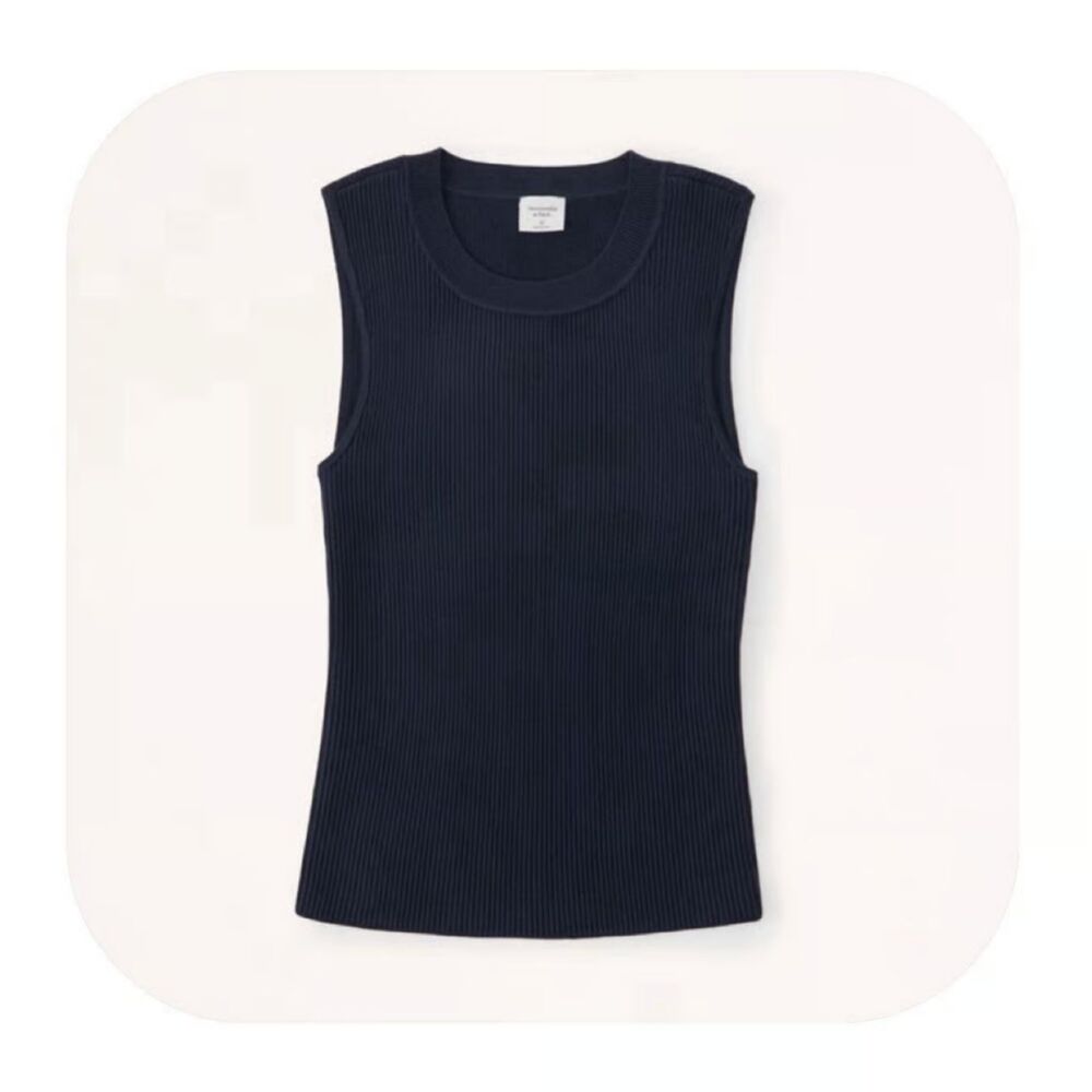 Abecrombie & Fitch Ottoman Rib Knit Tank in Navy NWT